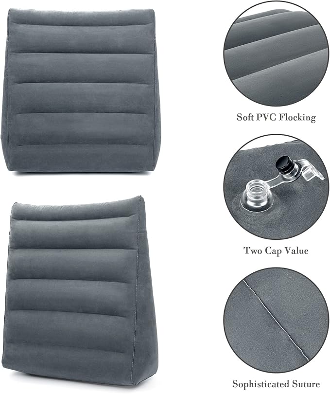 Inflatable Wedge Pillow, Portable Travel Wedge Pillow, Fast Inflation & Deflation Inflatable Wedge Pillows for Travel, Blow Up Sleeping Back Knee Bed