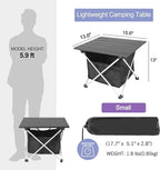 Grope Portable Camping Table Ultralight Aluminum Camp Table with Storage Bag,Beach Table for Sand with Carrying Bag,Prefect for Outdoor,Picnic,BBQ,Cooking,Festival (Black with Storage Bag-S)
