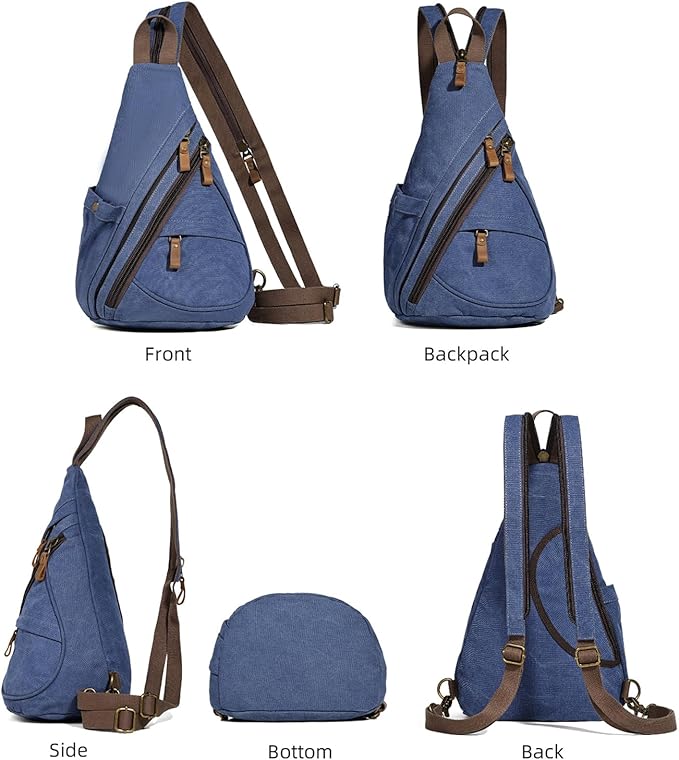 KL928 Canvas Sling Bag - Small Crossbody Backpack Shoulder Casual Daypack Rucksack for Men Women(Large Version)