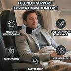 Travel Pillow, 100% Pure Memory Foam Travel Neck Pillow Airplane Neck Support Ergonomic Design for Traveling Suitable for Airplanes,Offices and Cars-Light Grey