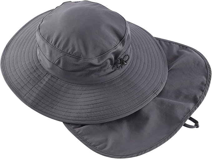 Home Prefer UPF 50+ Sun Hats for Men Women Wide Brim Fishing Hat with Neck Flap Summer Safari UV Protection Bucket Hat