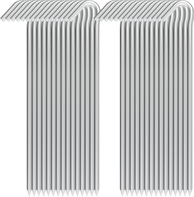 9 Inch Tent Stake Yard Inflatable Stakes Metal Tent Pegs Heavy Duty Ground Stake Fence Hooks Camping Spikes for Canopies, Tarp and Outdoor Christmas Decorations (30)