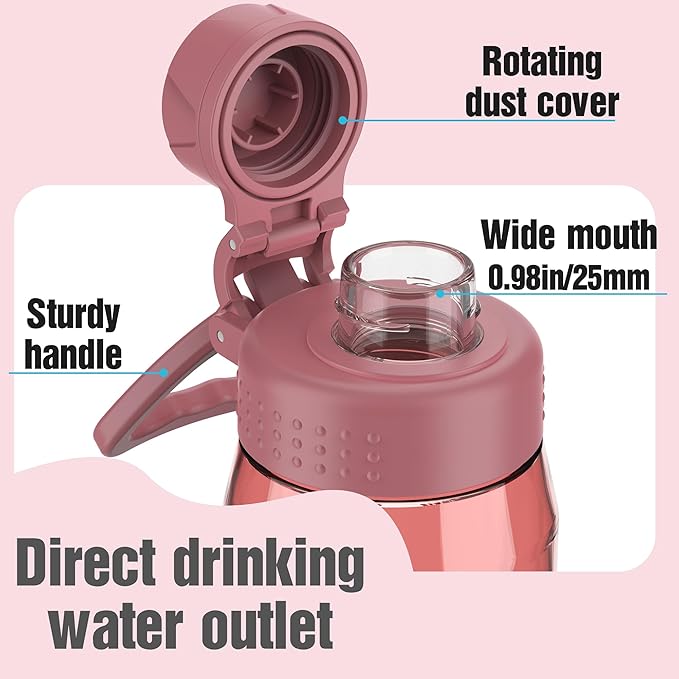 Water Bottle 32oz, clear water bottle with Spout Lid and Carry Handle, Reusable, Tritan, BPA Free, Hiking Water Bottle Suitable for Travel, Outdoors, Gym, Travel, Home, School (Red)