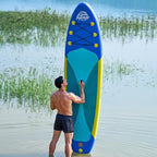 10'6"Inflatable Stand Up Paddle Board Ultra Portable-Lightweight & Stable|All-in-One Kit w/Aluminum Paddle, Dual-Action Pump & Backpack|Lakes & Oceans Ready for Family Recreation by Aquajourney