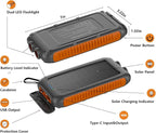 Solar Charger Power Bank 49800mAh,Portable Solar Phone Charger with 2 USB-A，1 Type-C Interface，15W Fast Charging for iPhone Samsung Etc,Portable Battery Charger with Dual Flashlight for Camping