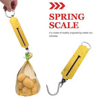 BESTYASH 2pcs Portable Handheld Spring Hanging Scale 50kg Mechanical Vertical Hook Scale for Luggage Fishing and Produce Weighing with Yellow Metal Body