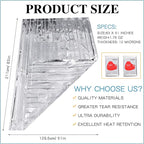 Macarrie 100 Pack Emergency Thermal Blankets Silver Foil Survival Blanket Kit for Outdoors, Camping, Hiking, Homeless, First Aid