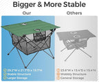 Lightweight Portable Fabric Camping Picnic Table - Collapsible Beach Table with 2 Cup Holders, Folding Canvas Outdoor Lawn Table - Easy Carry & Large Capacity Storage, 29.2"W x 21.7"D (Green)