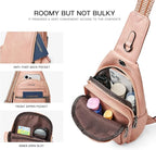 7L Sling Bag For Women Faux Leather Anti Theft Small Casual Daypack Backpack Fanny Pack Crossbody Chest Bags Purse Waterproof Light Pink