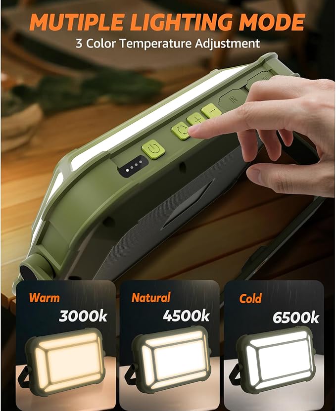 Portable LED Camping Lantern, IP67 Waterproof Dimmable Camping Light, 3 Colors, SOS, 1/4 Thread, 10000mAh USB-C Up to 150h Camping Essentials for Power Outages/Hurricane/Hiking/Tent/Outdoor