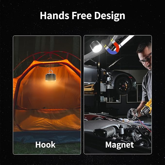 LED Camping Lantern Rechargeable, 1000LM Portable Tent Light with 3 Color Lighting Modes, Power Bank, Waterproof, Mini Flashlight with Magnetic Base for Emergency, Power Outages, Hiking, Home