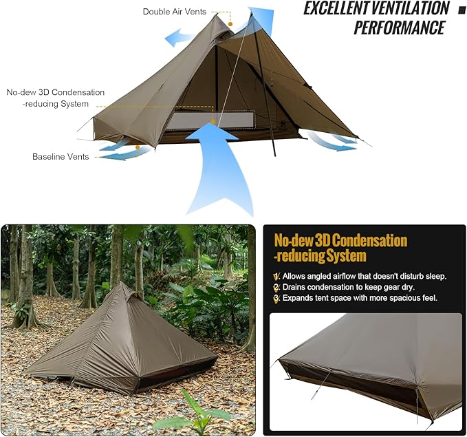 OneTigris Tetra Ultralight Tent, Upgraded, 1-2 Person, Waterproof, 3 Season, Ideal for Camping Hiking Trekking Backpacking Bushcraft