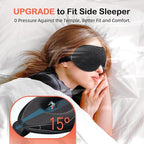 INNELO 3D Contoured Sleep Mask for Side Sleepers, 100% Light Blocking Sleeping Mask for Men & Women, Soft, No Pressure on Eyes, Airplane Blindfold for Travel, Night Eye Cover for Nap, Yoga, Black