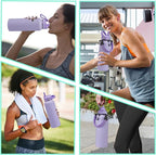 40 oz Water Bottle with Straw - Insulated Vacuum Water Flask with Straw & Auto Spout Lid, Paracord Handle & Carrying Pouch, Keep Cold 48H Hot 24H, Sweat-Proof Thermal Water Jug with Strap for Hiking