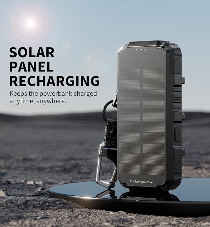 Dexnor Solar Charger Power Bank 27,000mAh, 65W PD3.0 & QC3.0 Fast Charging Powerbank External Battery Pack Portable Wireless Chargers with Flashlight and Carabiner, Compatible with MagSafe & Qi