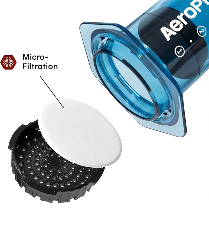 AeroPress Clear Blue Coffee Press - All-in-One French Press, Pour-Over & Espresso Style Manual Brewer, 2 Min Brew for Less Bitterness, More Flavor, Small Portable Coffee Maker, Travel & Camping