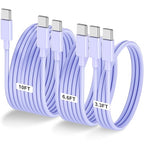 3-Pack Purple [3.3FT+6.6FT+10FT] 60W USB C to USB C Cable, Type C Fast Charging Cable for iPhone Air 17 16e 16 15 Pro Plus Pro Max，for Galaxy S25, for iPad Pro/Air/mini, for MacBook Pro/Air and More