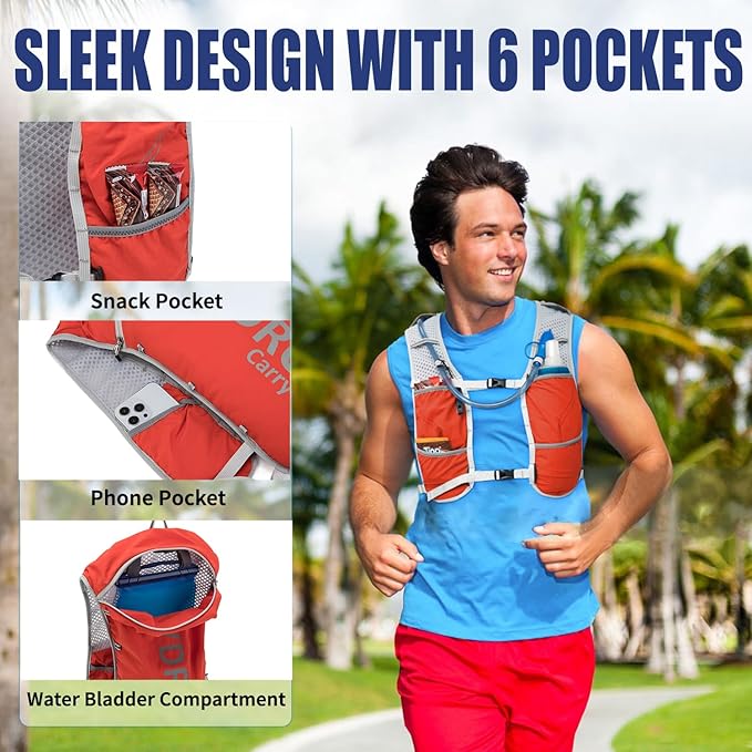 Lightweight Running Vest for Women and Men Hydration Backpack Pack with 1.5L Water Bladder Bag for Hiking Trail Running Gear Cycling Marathon