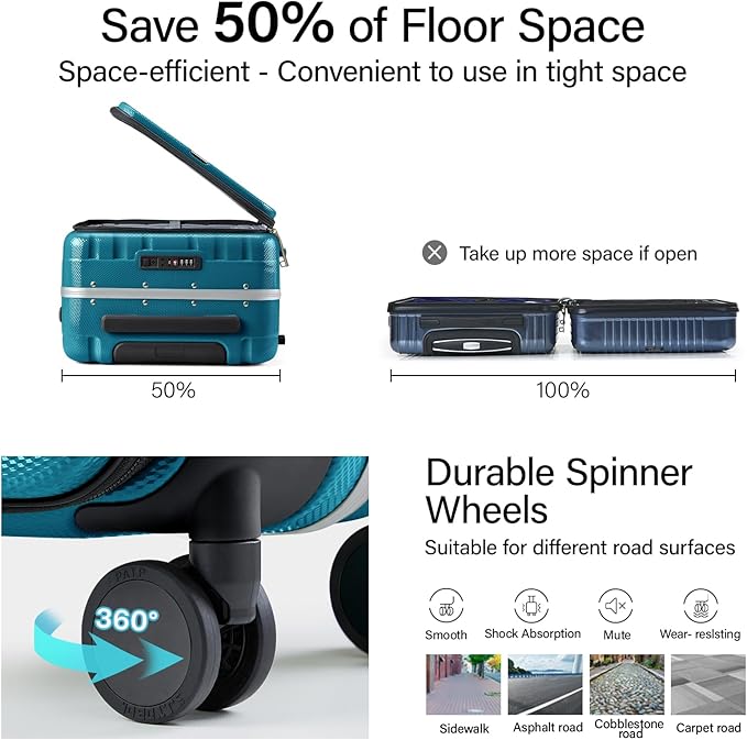 Hanke 16 Inch Underseat Carry On Luggage with Wheels,Small Hard Shell Suitcases for Weekender,Top Opening Tsa Approved Lightweight Travel Luggage Suitcase Christmas Gifts for Birthday，Caribbean Blue.