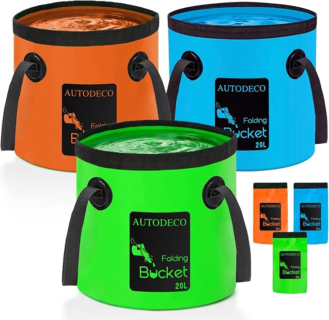 AUTODECO 20L Collapsible Bucket 5 Gallon Water Container Folding Water Bucket with Handle Portable Wash Basin