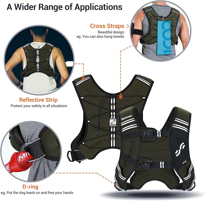 Sportneer Weighted Vest for Women Men: 8lbs/12lbs/15lbs/20lbs/25lbs Weight Vest with Detachable Phone Pouch Rucking Vest for Women Walking Strength Training Muscle Building Weight Loss