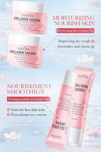 Travel Collagen Sakura Skincare Kit, 6pcs Skin Care Set include Cleanser, Toner, Lotion, Eye Cream, Serum & Face Cream, Hydrating & Soothing for All Skin Types, Perfect for Travel & Gift