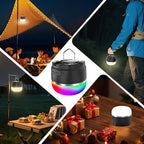 Rechargeable Camping Lantern 8000mAh, Portable RGB Hanging Lights Magnetic Base, Waterproof LED Tent Lights for Camping, Hurricane, Hiking, Home Emergencies, Outdoor Party - Black