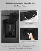 Vacuum Rolling Backpack with Vacuum System, Built-in Pump and Charging Port, Carry On Luggage with Vacuum Seal Bag, Wheels, Travel Suitcase with Vacuum Compression Bag for 17" Laptop