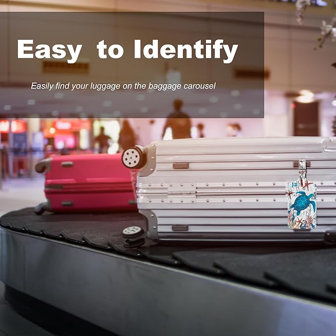 4 Pack Luggage Tag for Suitcases TSA Approved, Leather Suitcase Tags Identifiers, Cute Bag Name Travel Tags ID Labels for Women Men Cruise Airport Luggage Travel Essentials by Sodsay