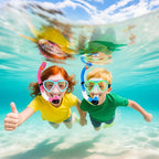 Kids Snorkel Set Dry Top Snorkeling Gear for Kids Boys Girls Youth Junior Age 5-15, Anti-Fog Anti-Leak Snorkel Mask Scuba Diving Mask Swimming Goggles with Nose Cover