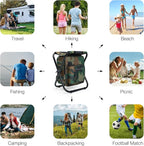 Heavy Duty 350lbs Backpack Cooler Chair for Adults, Folding Camp Stool with Cooler for Fishing, Camouflage