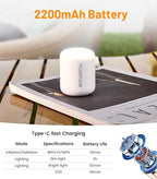 Air Pump for Inflatables,Mini Air Pump – 360L/min Inflation, 4Kpa Pressure, 2200mAh USB-C Rechargeable, Ultra-Light with Camping Light & SOS Mode – for Air Mattress, Sleeping Pads, Pool Floats