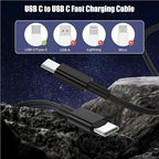 LOFPYE 2-Pack Black 10FT 60W USB C to USB C Cable, Type C Fast Charging Cable for iPhone Air 17 16e 16 15 Pro Plus Pro Max，for Galaxy S25/S24, for iPad Pro/Air/mini, for MacBook Pro/Air and More