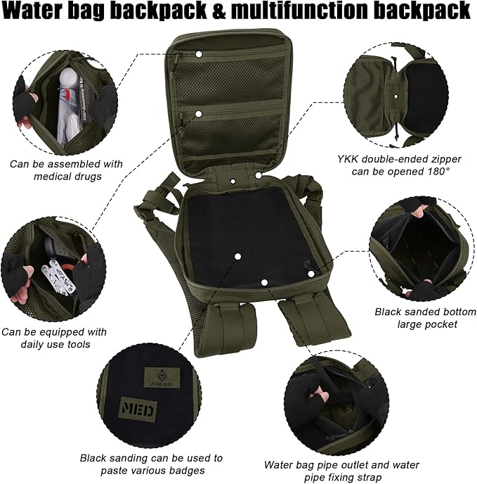 PETAC GEAR Tactical Molle Hydration Pack for 1.5L - Lightweight Water Reservoir Bag for Molle Vest Backpack, for Hiking, Hunting