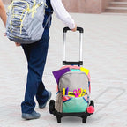 Backpack Trolley Wheeled Cart Telescopic Rod Aluminum Alloy Black Luggage Cart with Wheels Travel Trolley for Boxes Backpack, Men