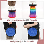 2 Pack Portable Telescoping Stools Collapsible Stool with Cushion,Retractable Foldingstool Max Load Capacity 400lbs, Portable Collapsible Stools for Camping Hiking Outdoor BBQ Rainbow-Red