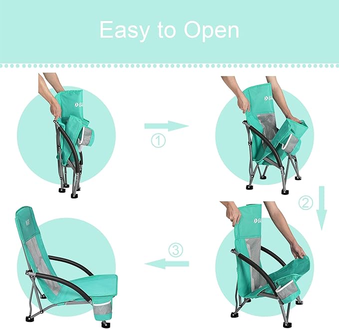 G4Free Beach Chair Folding Portable Beach Backpack Camping Chair for Adults with Mesh Back