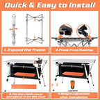 35IN Aluminum Camping Table with Large Storage Bag, Portable Roll-Up Folding Camp Table Adjustable Height Outdoor Kitchen for Camping Picnic Beach