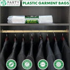 PARTY BARGAINS 60 x 20 Inch Disposable Clear Garment Bags, 100 Pack – Heavy-Duty Plastic Clothes Covers for Suits Dresses Coats, Closet & Travel