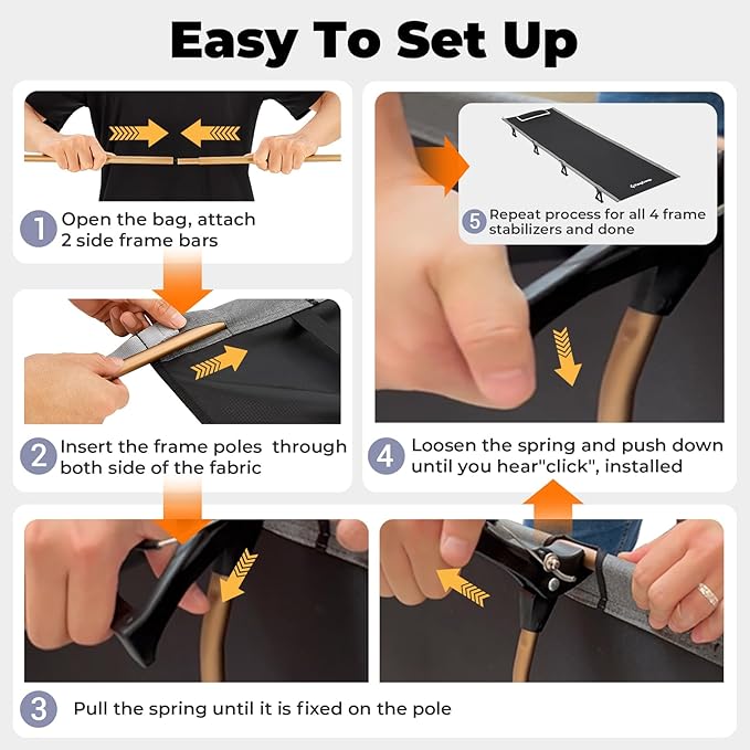 KingCamp Ultralight Compact Folding Camping Cot Bed, 4.9 Pounds (Green)