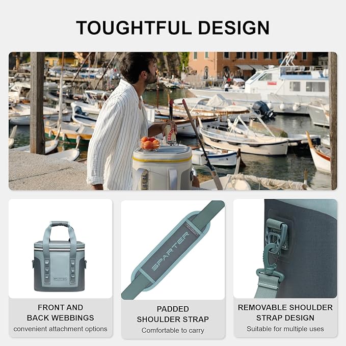 Portable Soft Cooler 12 Cans, IP68 Tizip Leak-Proof Zipper for Camping, Fishing, Beach, Outdoors Insulated Ice Chest with Reusable Ice Pack