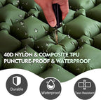 Camping Sleeping Pad, Ultralight Camping Mat with Pillow Built-in Foot Pump Inflatable Sleeping Pads Compact for Camping Backpacking Hiking Traveling Tent (Green, Single)