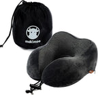Memory Foam Travel Pillow, Neck Pillow with 360-Degree Head Support, Comfortable and Lightweight, Ideal for Sleeping on Airplane, Car, Train, Bus and Home Use, Comes with Storage Bag (Grey)