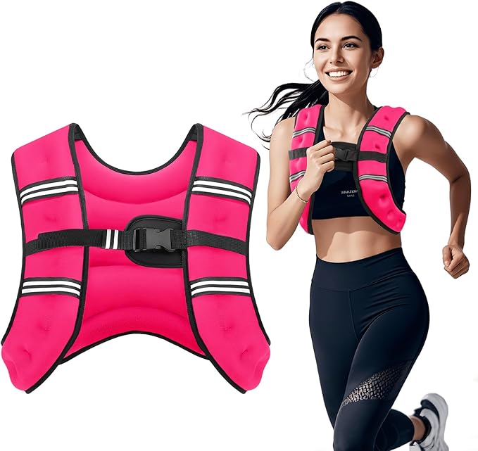 Weighted Vest, 8lb/12lb/16lb/20lb/25lb/30lb Weight Vest with Two Adjustment Straps for Men Women, Weight Vests with Reflective Stripe for Strength Training, Running, Jogging, Walking