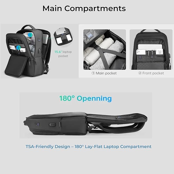 TREKON Laptop Backpack for Men/Women, Fits 15.6" Laptop, USB Charging Port, Water-Resistant, Anti-Theft, TSA Approved Travel Bag, For Business & College