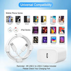 iPhone 17 16 15 Charger, USB C Charger, 4-Pack Fast Wall Charging, USB-C Chargers Block (4-Pack 6 ft Cable Included) for iPhone 17/16/15/15 Pro/15 Pro Max/iPad Pro/AirPods Samsung & More