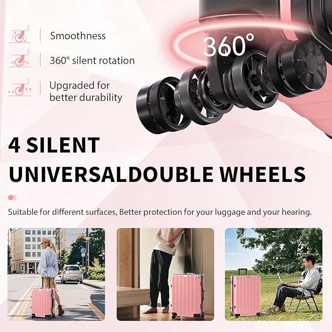 Krute Luggage 28 Inch Aluminum Frame Luggages TSA Lock No Zipper Checked Suitcase with Spinner Wheels Hardshell Lightweight PC+ABS Large Suit Case