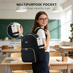 LOVEVOOK Lunch Backpack with Lunch Compartment,15.6 Inch Laptop Work Travel Insulated Cooler Backpack Purse, Waterproof College Teacher Lunch Bag Box with Tumbler Holder,Gifts for Men Women,Dark blue