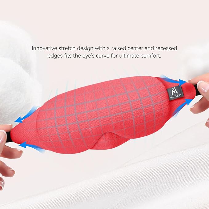 Mavogel Cotton Sleep Mask - Breathable Light Blocking Sleep Eye Mask, Soft Comfortable Night Sleeping Mask for Men Women, Eye Cover for Travel/Shift Work/Nap, Includes Travel Pouch (Vermilion Red)