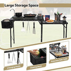 REDCAMP Portable Grill Table with Sink for Outside, Lightweight Aluminum Frame Folding Grill Stand Table with Adjustable Height for Camping Picnic Cooking BBQ, 36 x 20 x 31 in, Black